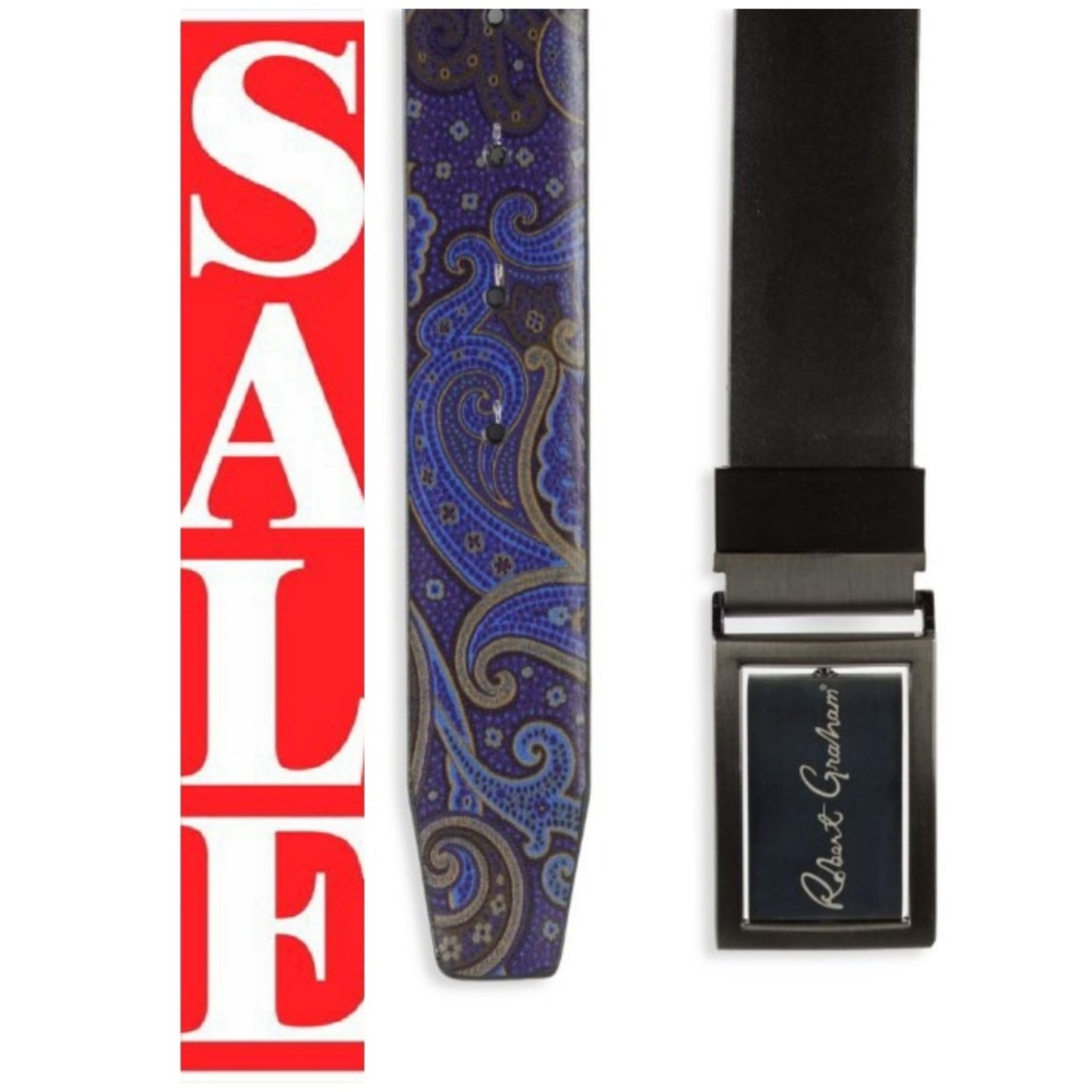 ROBERT GRAHAM Splash Faux Leather Reversible Belt
